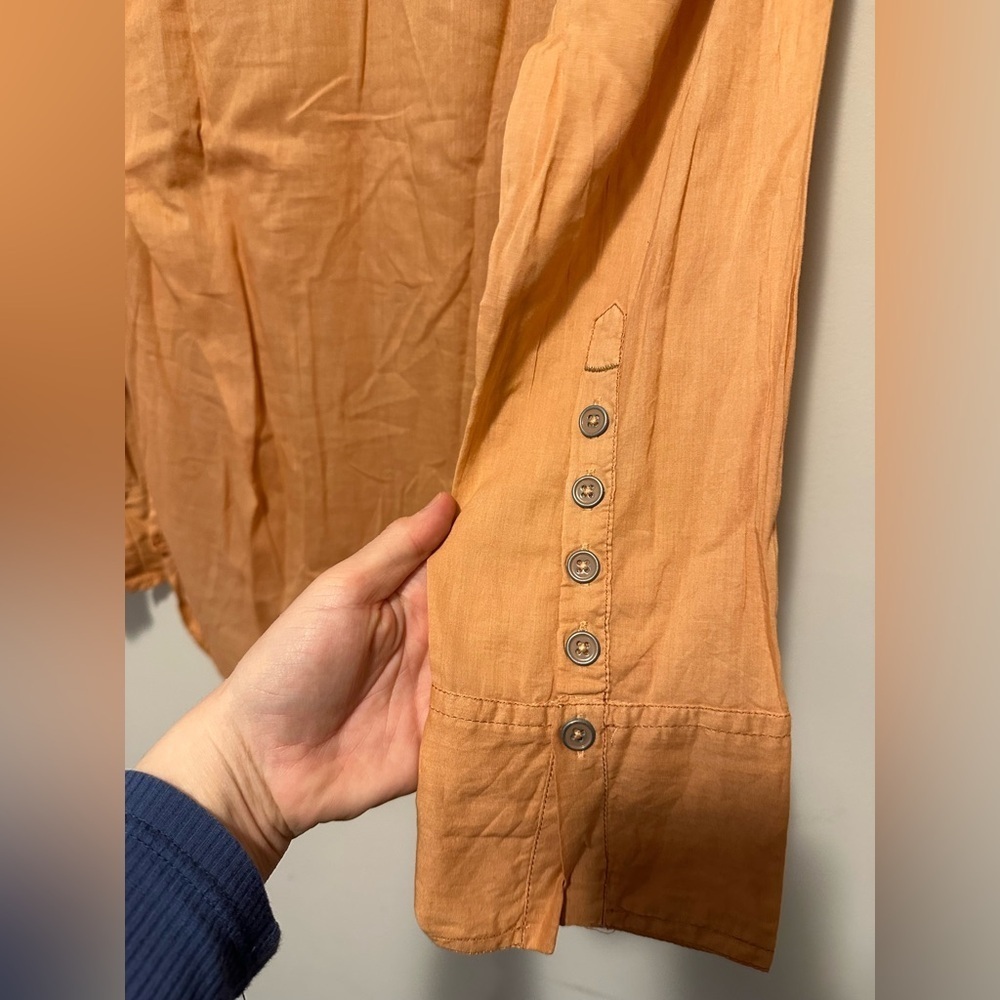 Free People Sheer Luck Button Down Lightweight Shirt in Wood Chimes Size XS - Picture 6 of 12